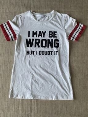 Flavio Castellani Rhinestone Graphic T-Shirt White “I May Be Wrong” S Italy